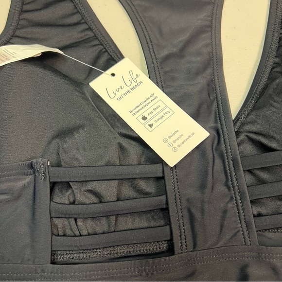 Cupshe Women’s Black Sleeveless V-Neck Swimsuit Top Size L - Picture 6 of 11